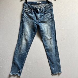 Moussy Vintage Distressed Frayed Blue Jeans Sz 26
